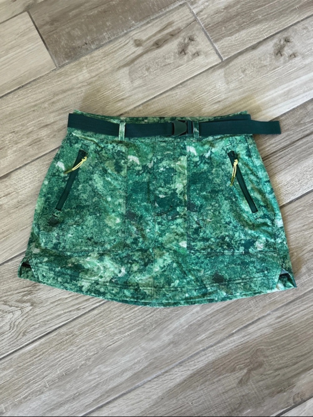 Outdoor Voices Printed Performance Mini Skirt with Belt